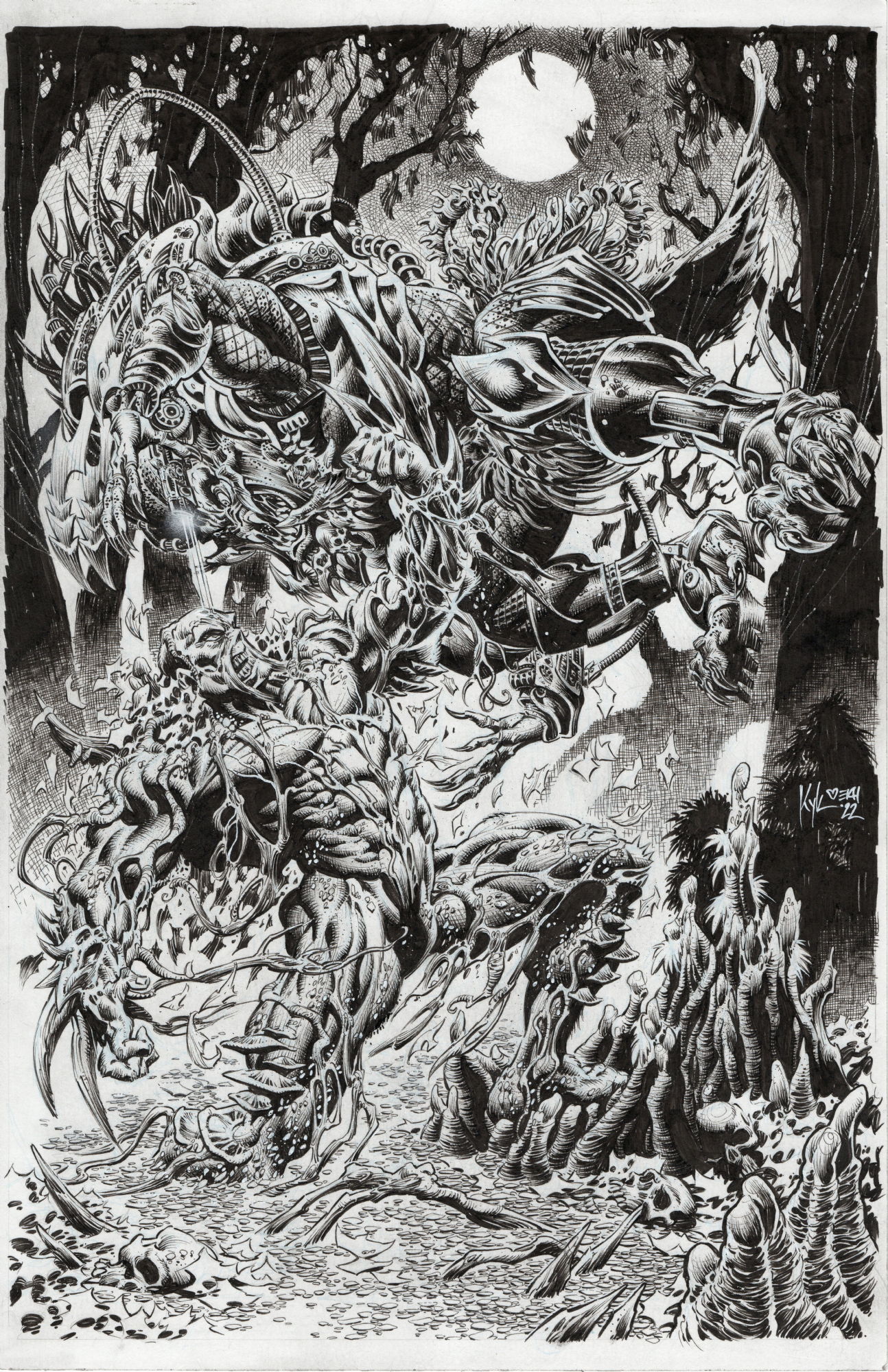 Kyle Hotz - Swamp Thing vs Predator